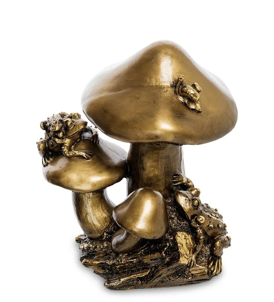 Сувенир гриб. БФ- 87 фигура гриб с лягушкой. Статуэтки полистоун. Статуэтка "гриб". Декоративные фигурки и статуэтки для интерьера.