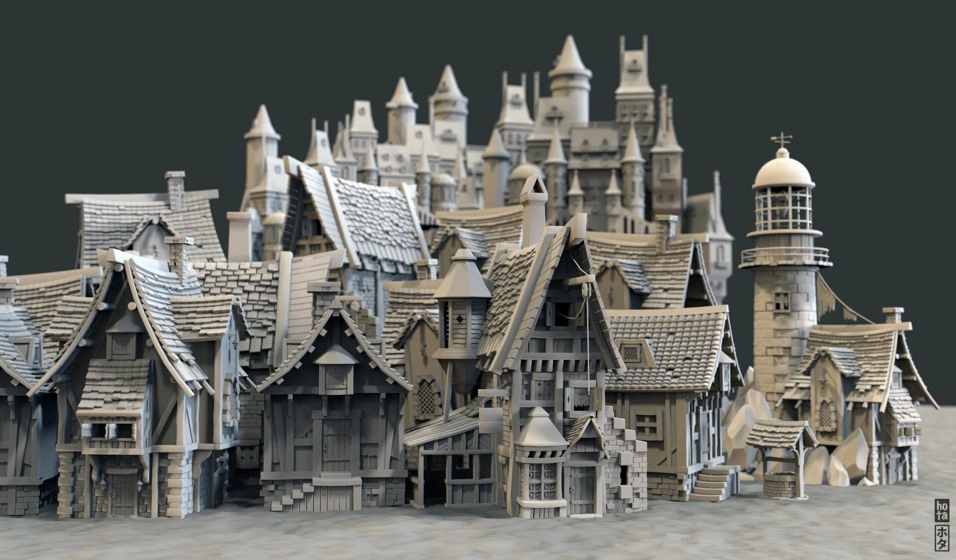 Средневековый город 3d Diorama концепт. Средневековые здания. Средневековый домик. Дома в средневековом городе.