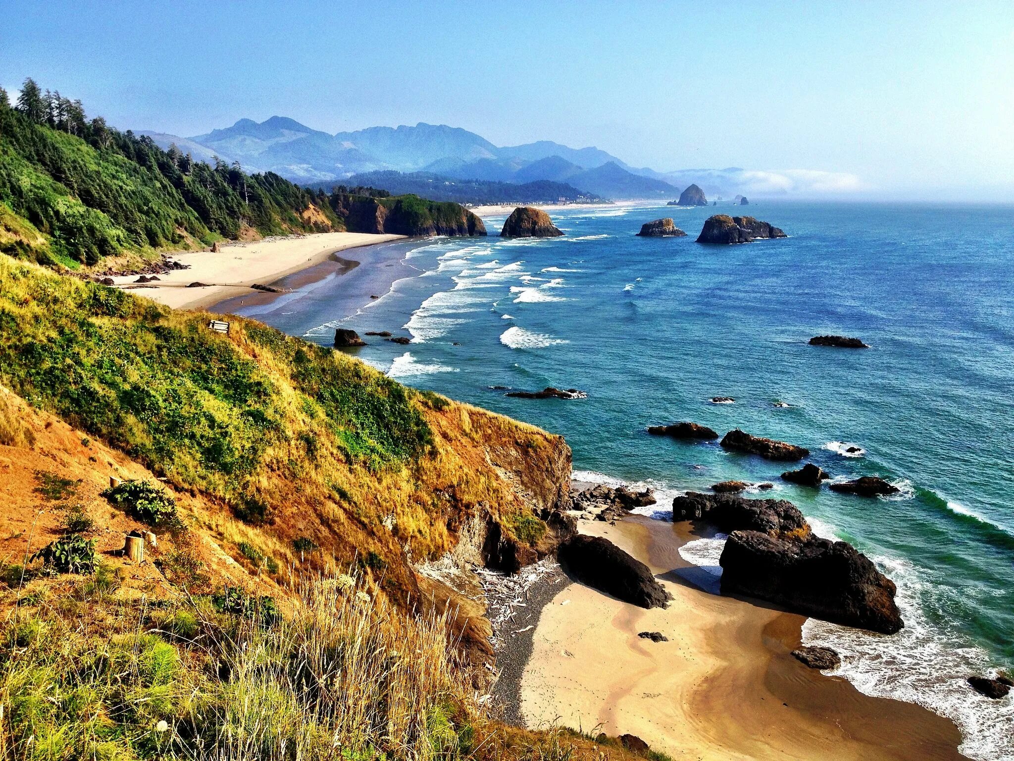 Тихий океан побережье сша. Ecola State Park. Кэннон Бич Орегон. Штат Орегон побережье. Пасифик Бич Орегон.