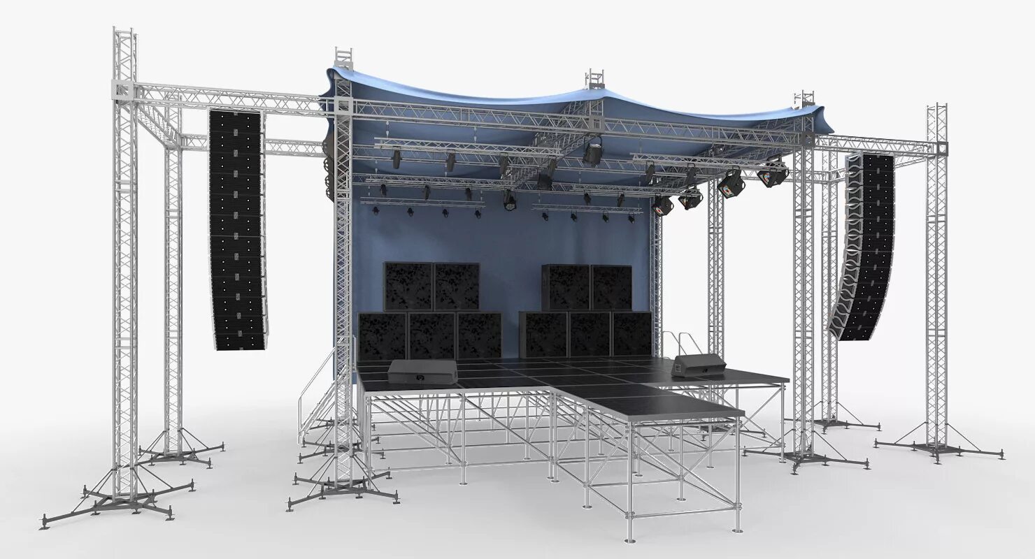 Сценический комплекс 16х14 St. 3d модель Concert Stage. Сценический Граунд 12x10. Модель сцены для 3d Max.