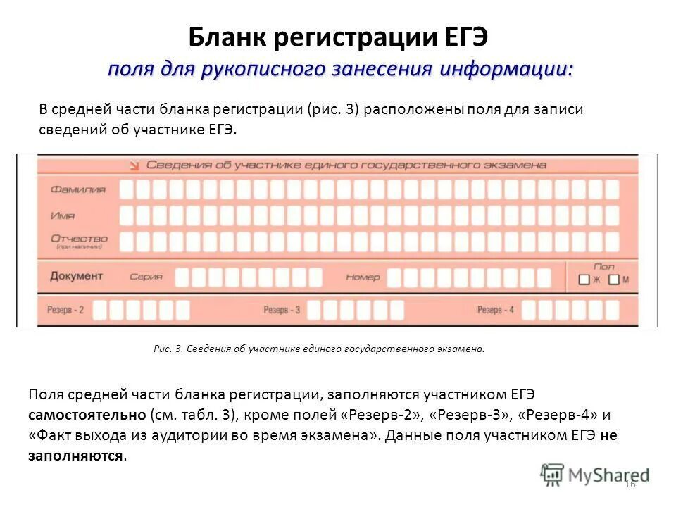 Печать бланков регистрации в аудитории