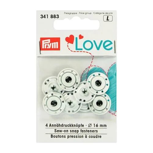 Prym кнопки пришивные Love (34188*), 16 мм, 4 шт.. Prym Love. Лов 16