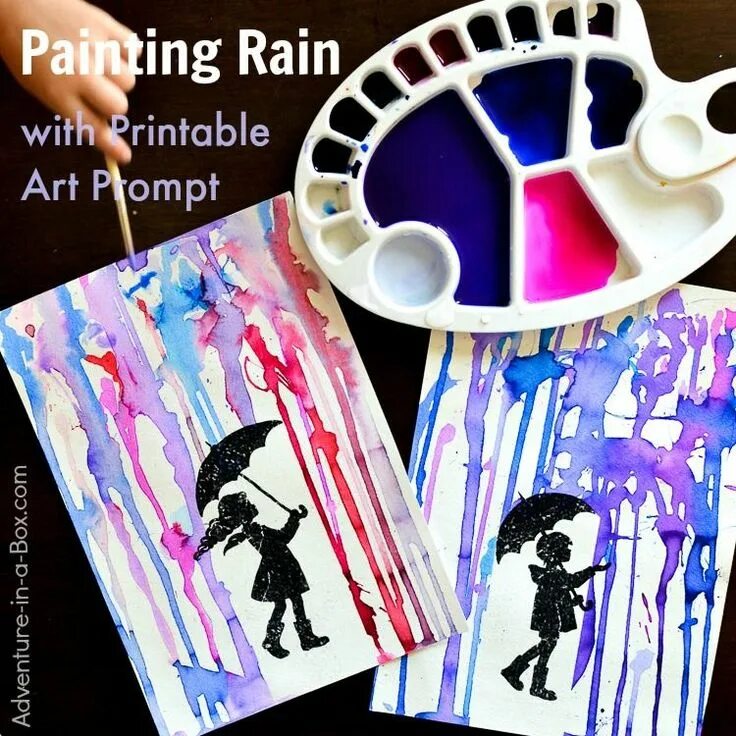 Rain ing. Rain Painting Craft for Kids. Rain Craft for Kids. Art prompts.