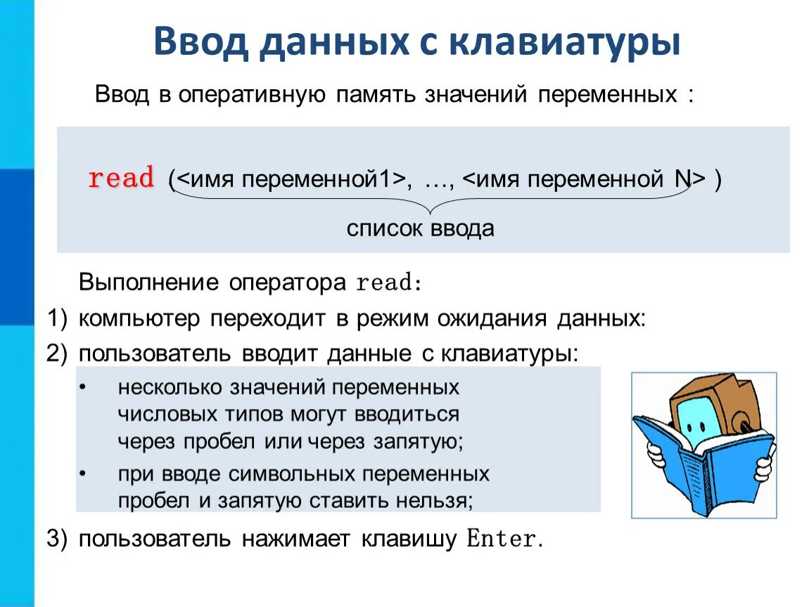 Оператор используемый для вывода данных. Организация ввода и вывода данных 8 класс Информатика. Ввод и вывод данных Информатика 8 класс. Ввод данных с клавиатуры. Ввод в оперативную память значений переменных.