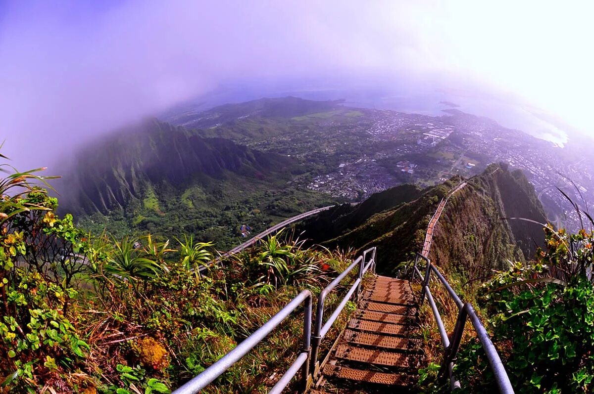 Остров Оаху Гавайи лестница. Лестница хайку, Гавайи. Лестница хайку (Haiku Stairs), Гавайи.. Тропа хайку Оаху.