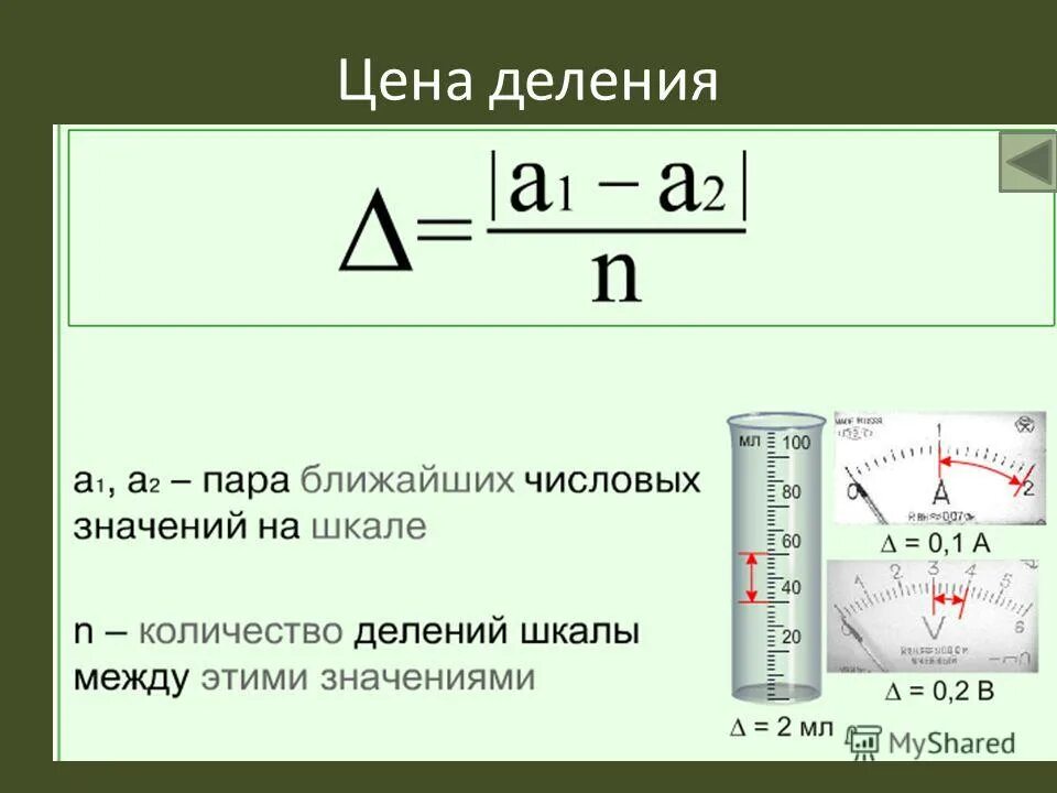 Как искать цену деления в физике. Как найти цену деления формула.