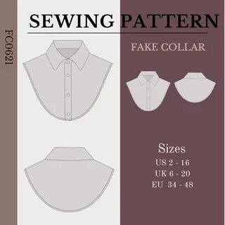 Fake Collar PDF Pattern, Detachable Collar Sewing Pattern, Shirt Collar Tut...
