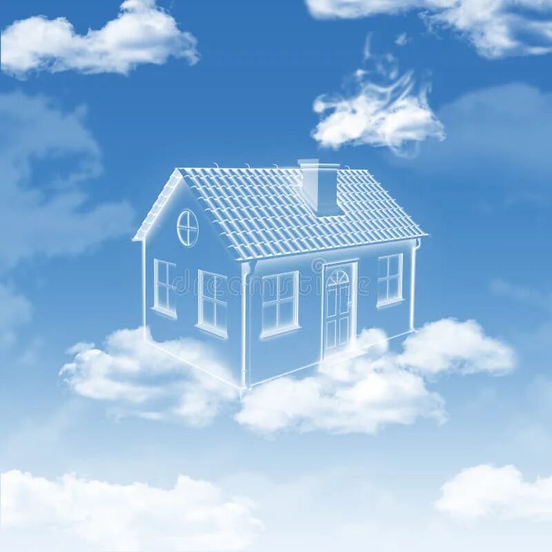Белые облака и дом. Домик в облаках. Дом из облаков. Дом на фоне неба. Дом в небе.