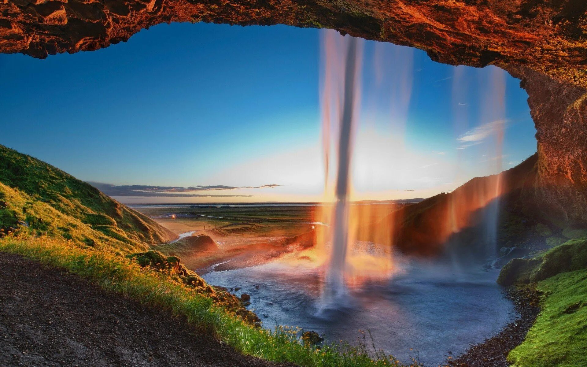 Водопад Сельяландсфосс. Сельяландсфосс Исландия. Водопад Сельяландсфосс, Исландия закат. Водопад Годафосс, Исландия. Обои красивые водопады