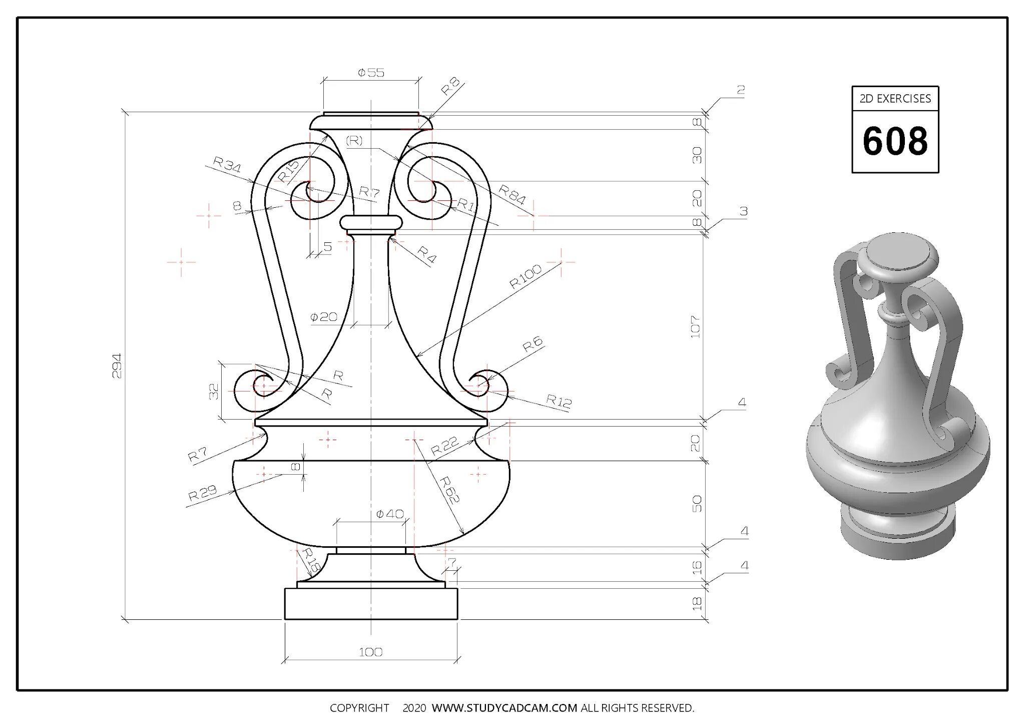 Ваза в компасе. Чертежи для 3d моделирования с размерами. Декоративная ваза черчение. Черчение вазы сопряжением. Чертеж детали с размерами для автокада.