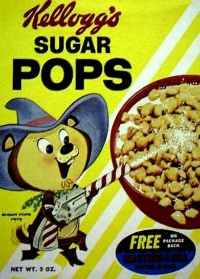Popping sugar. Kellogg&#039;s sugar pops. ретро реклама kellogg&#039;s. sugar retro advertisement. corn pops kellogs плохая реклама.