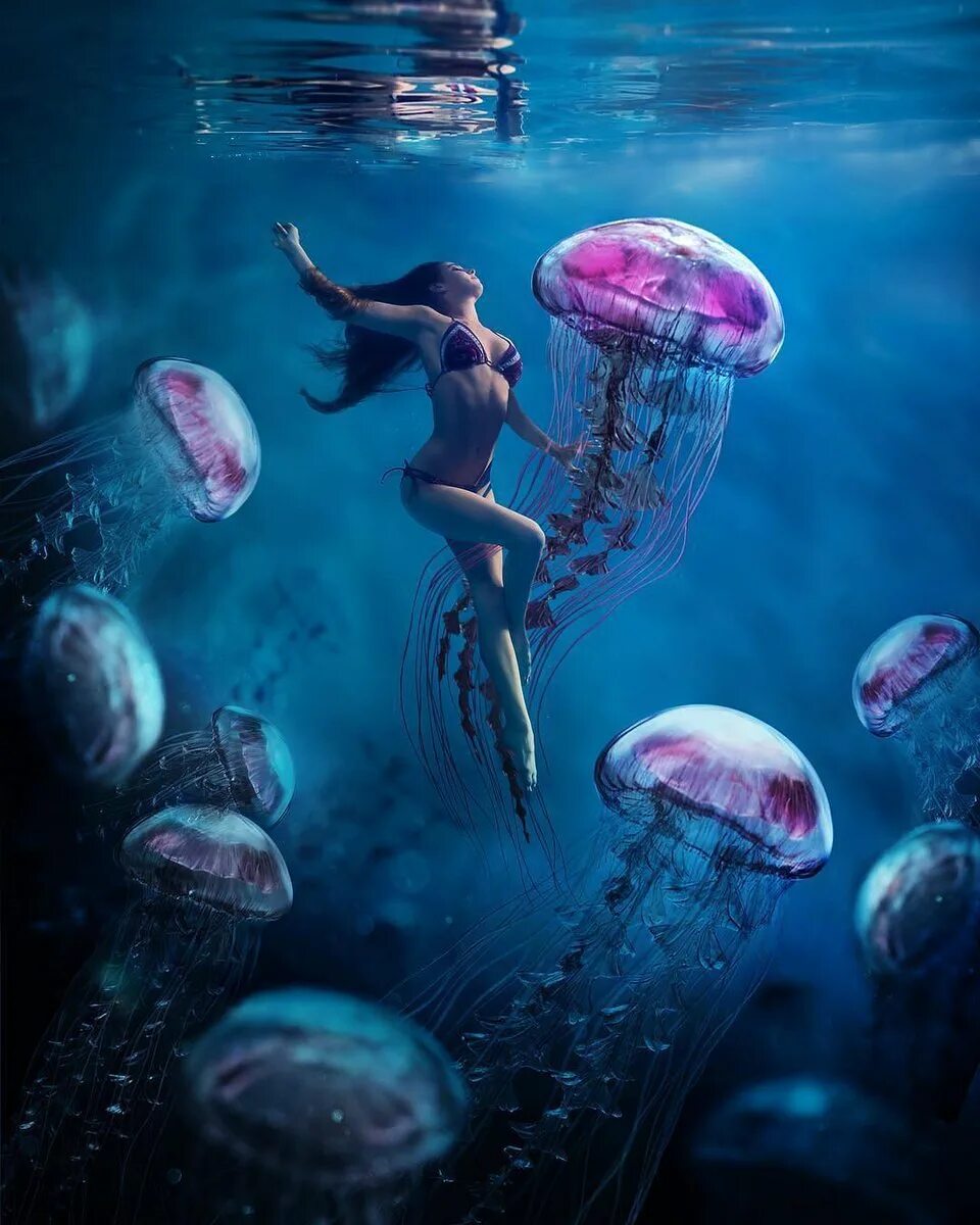Медуза девушка. Девушка медуза. фотосессия девушка медуза. живопись фэнтези медузы. картина медузы в воде.