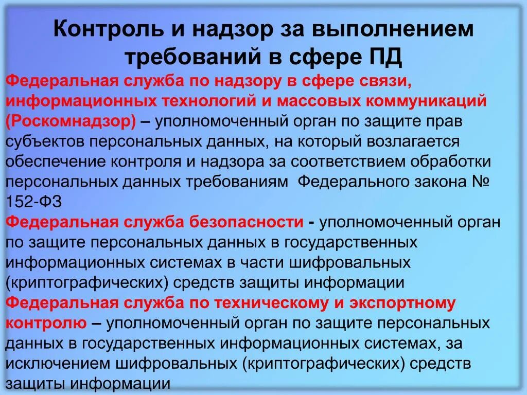 Службы контроля и надзора