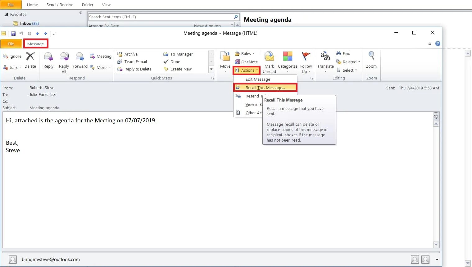 Как создать шаблон письма в outlook. Recall outlook. outlook recall message. how to recall a message in outlook. recall письма в outlook.