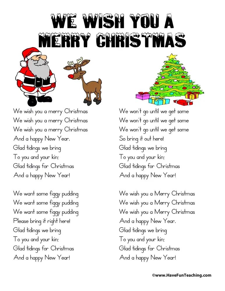 Песня us на английском. We Wish you a Merry Christmas Song Lyrics. Слова песни we Wish you a Merry Christmas для детей. I Wish a Merry Christmas текст. We Wish Merry Christmas текст.