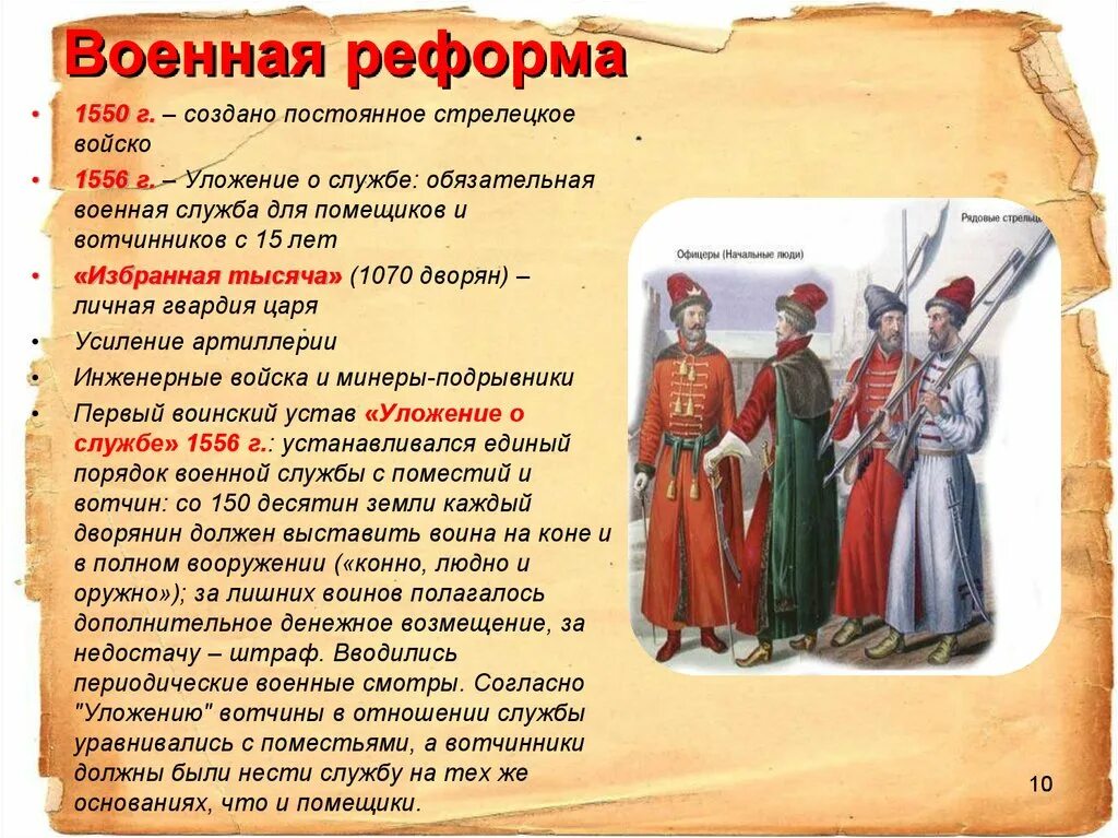 Первое постоянное войско в россии 1550. Стрелецкое войско Ивана Грозного 1550. Военная реформа 1550-1556 Ивана Грозного. Военная реформа 1550г. Стрелецкое войска. Военные реформы Ивана IV Грозного (1550-1571 гг.).