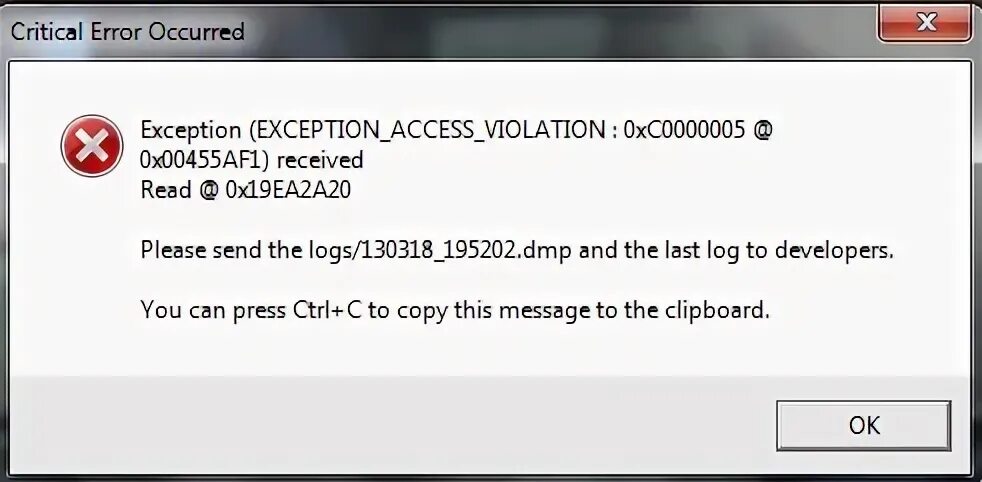 Program exception access violation. Program exception access violation