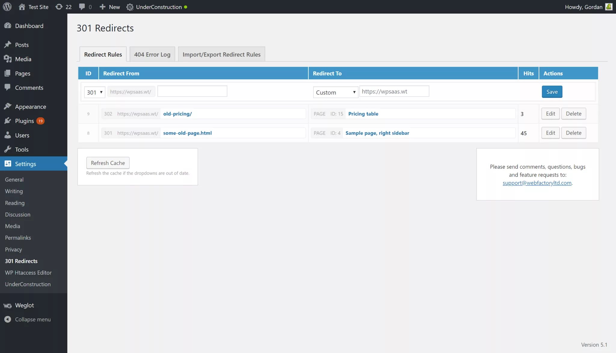 Redirecting website