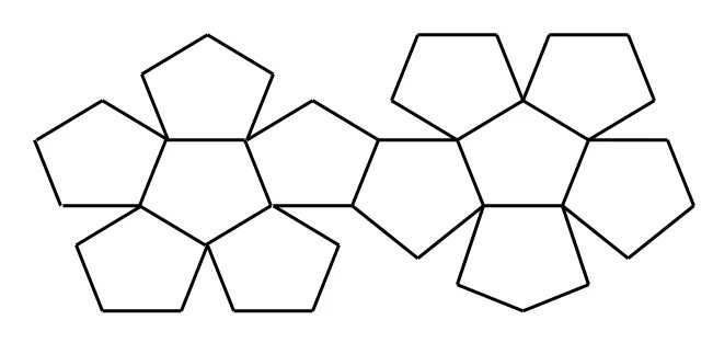 Правильный додекаэдр развертка для склеивания. Пентагон додекаэдр развертка. Додекаэдр развертка а4. Развертка правильного додекаэдра. Развертка правильного додекаэдра а4.