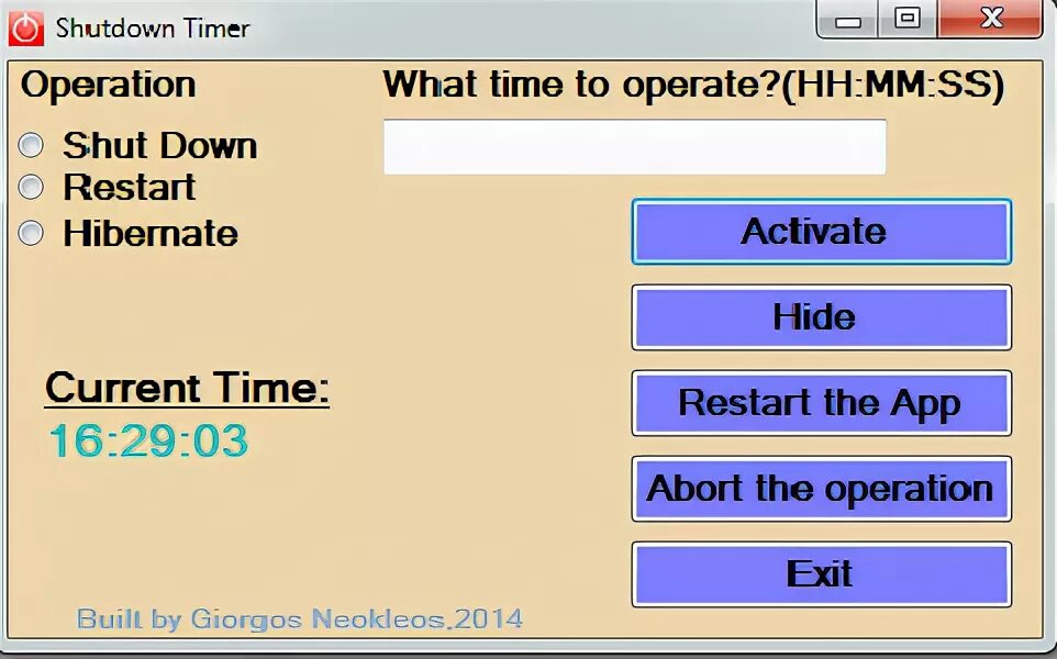 Timed shutdown. Timed shutdown