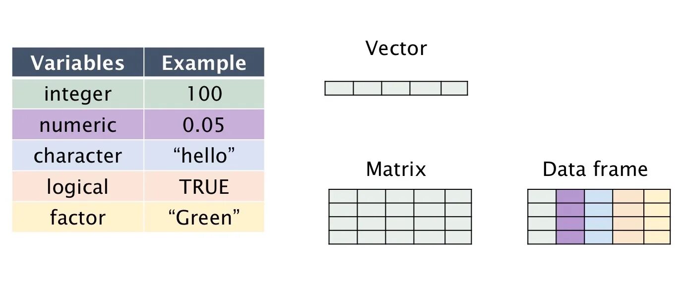 Изменяемые и неизменяемые типы данных в питоне. Variables example. Varriables Types: integer character Numeric r. Define variables as Matrix variables.