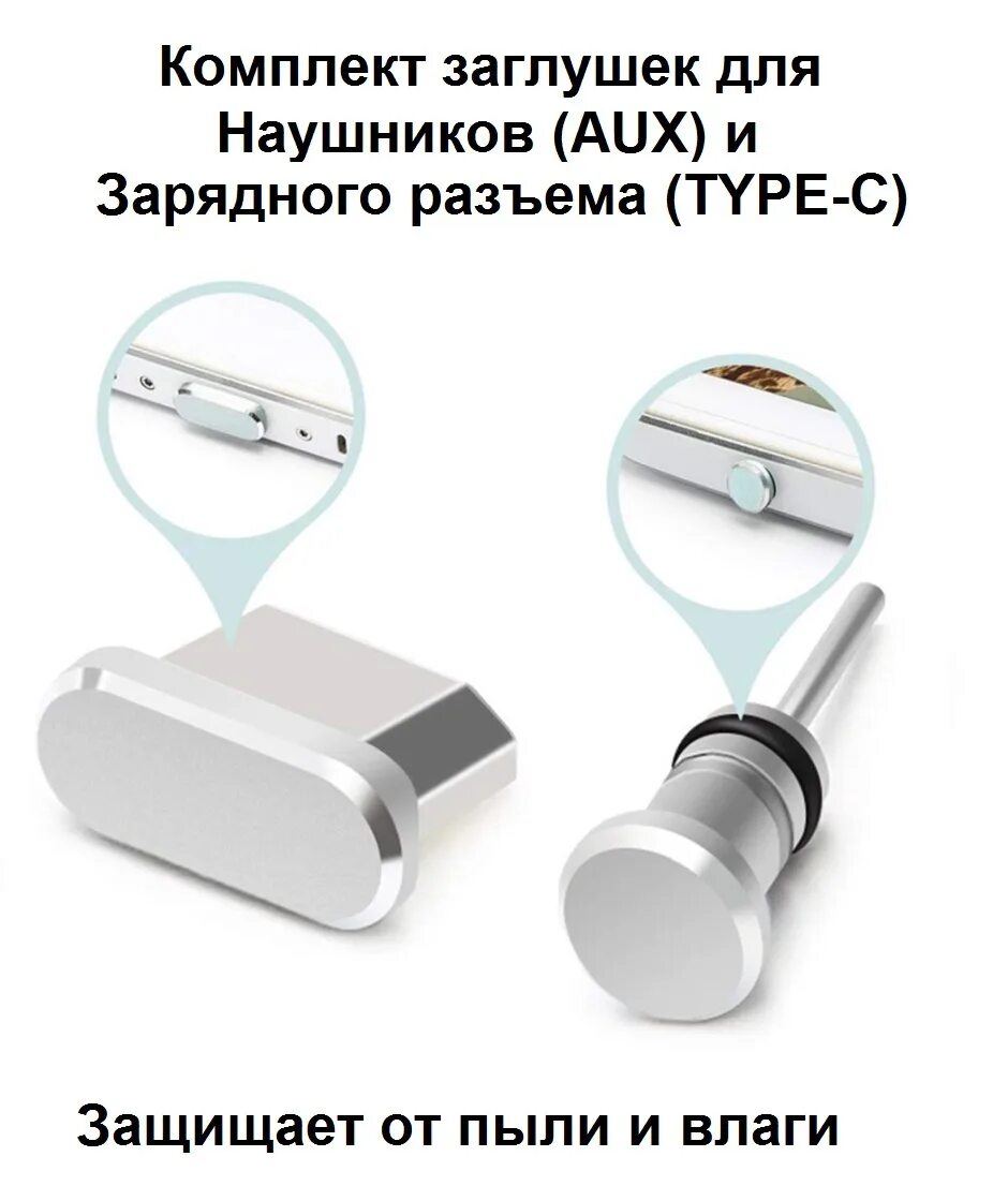 Комплект / пылезащитная заглушка для Android c USB Type-c и 3.5 мм.. Заглушка для Type-c разъема. Заглушка для тайп си. Заглушка для порта зарядки для андроид.