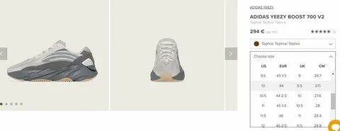 Размерная сетка yeezy