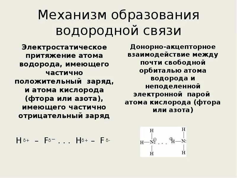 Типы химических связей водородная. Механизм образования водородной химической связи. Механизм образования водородной связи. Механизм образования водородной связи. Водородная связь способ образования химической связи.