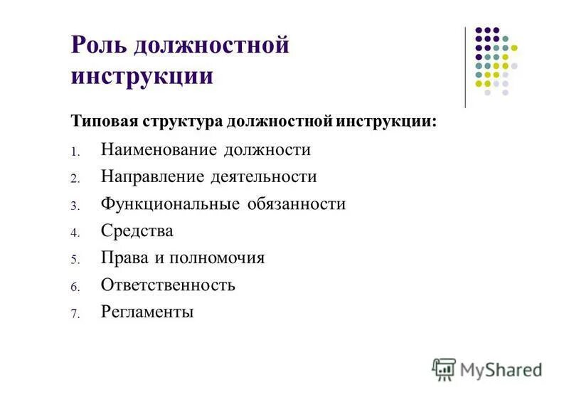 структура должностной инструкции