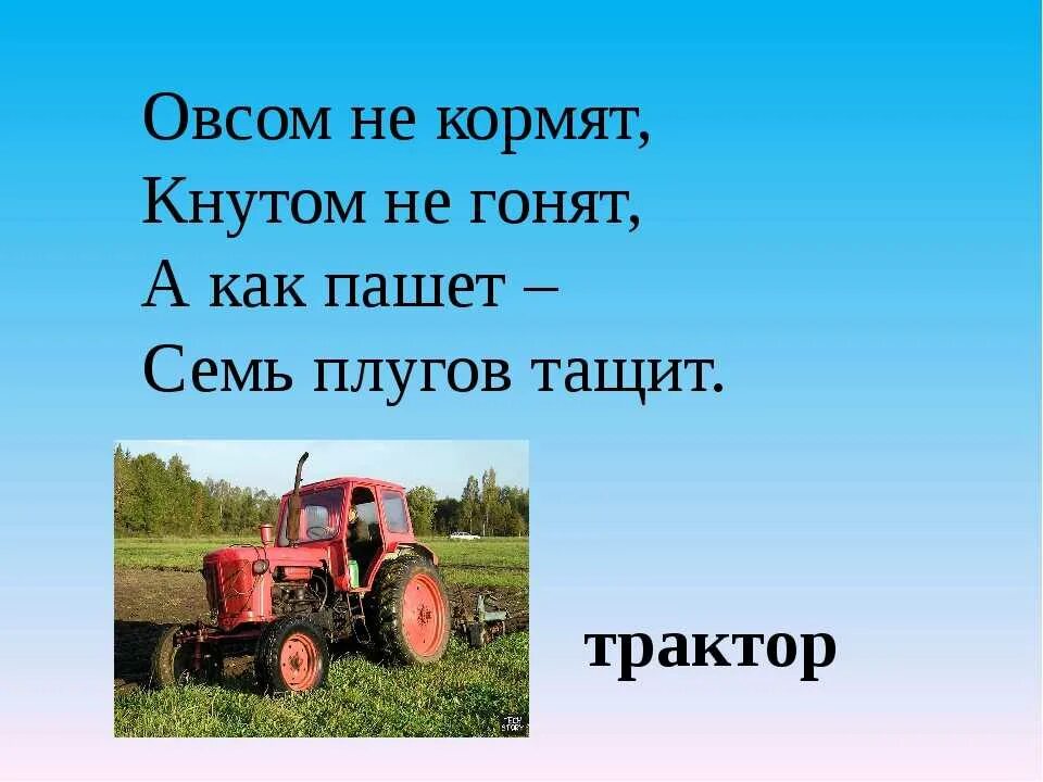 Загадка овсом не кормят кнутом. Загадка про трактор. Загадка про трактор для детей. Загадка про Пахотный трактор. Загадки про трактор для дошкольников.