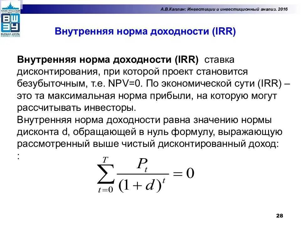 Определите норму доходности. Внутренняя норма доходности irr. Норма доходности инвестиций формула. Внутренняя норма рентабельности инвестиций формула. Формула внутренней нормы рентабельности инвестиций (irr.