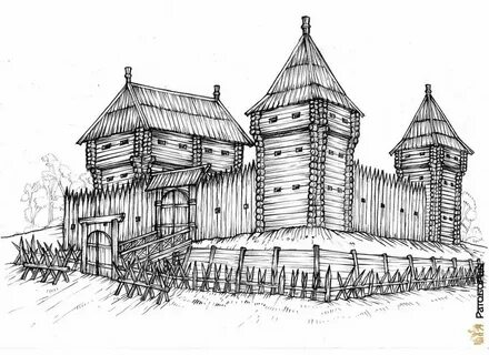 Русская крепость рисунок