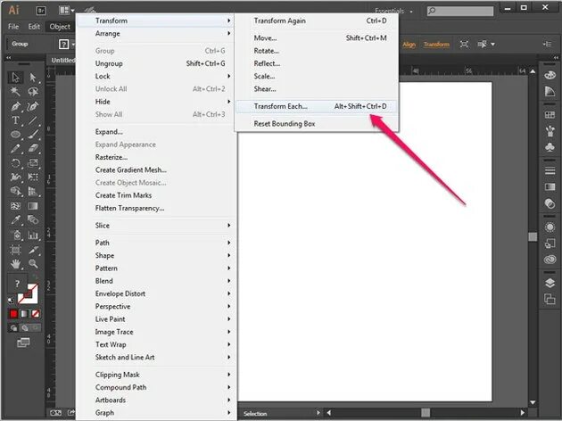 Иллюстратор панель сверху. Transform each иллюстратор. Свободное трансформирование в иллюстраторе. Как включить верхнюю панель в иллюстраторе. Transform each