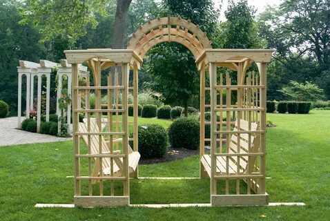 6' x 9' Martha's Arbor with Lattice, Seat, and 4' Adiro...