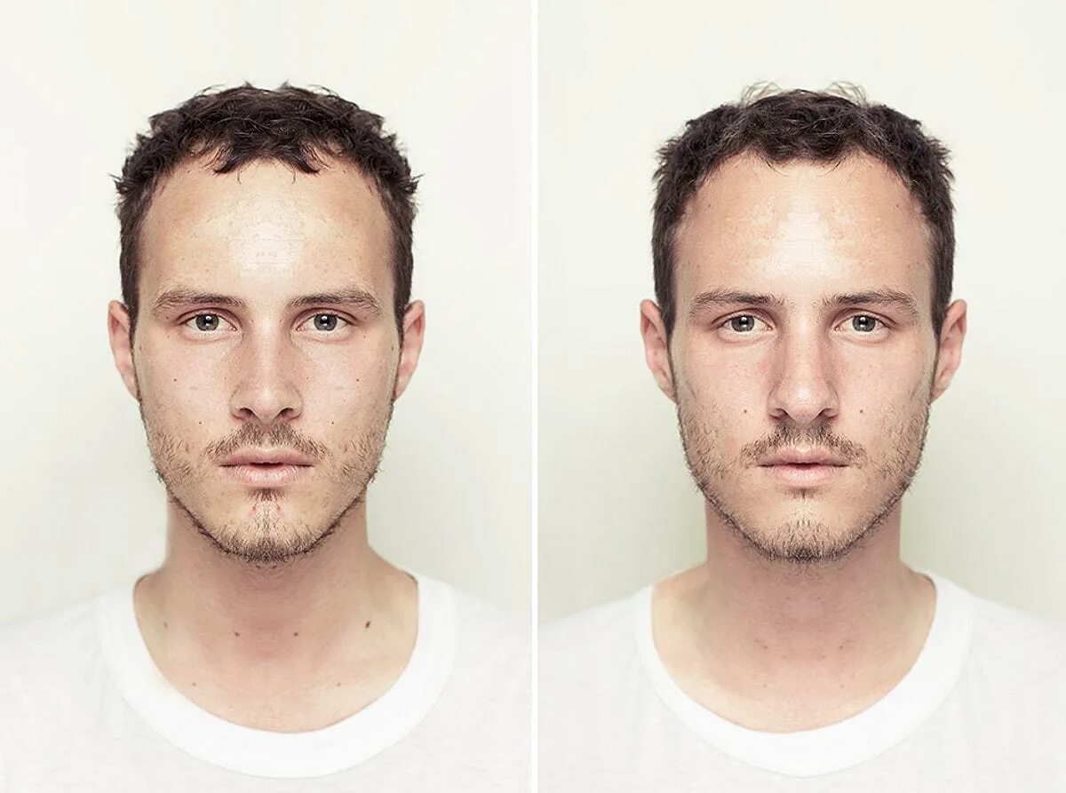Люди стали одинаковыми. Брэд Питт симметрия лица. Alex John Beck. Симметричное лицо. Асимметрия лица.