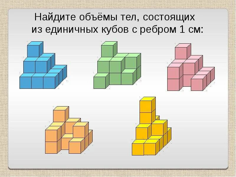 Найди сколько кубиков. Фигуры из кубиков. Фигура состоящая из кубов. Объем фигур из кубиков. Сколько кубиков в фигуре.