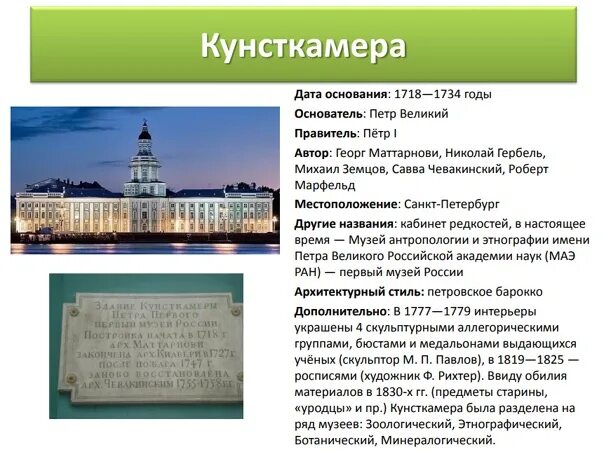 Кунсткамера история