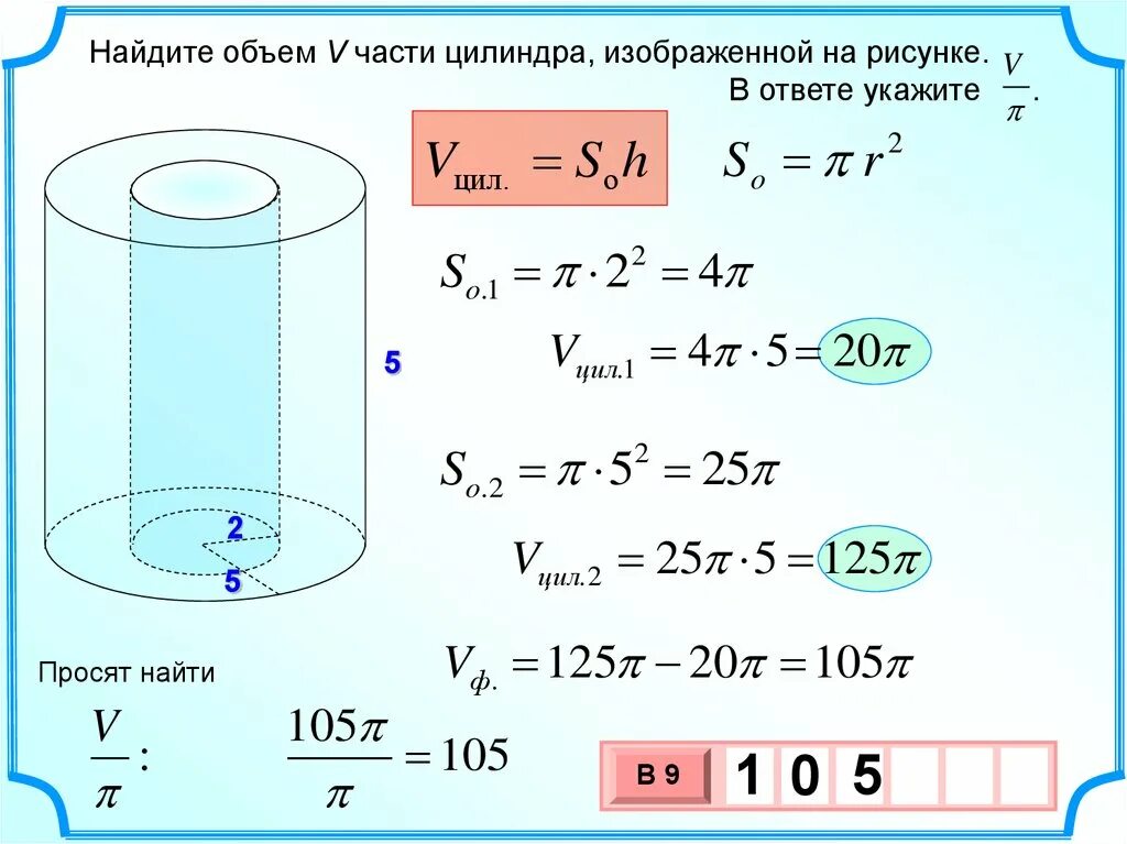 Какой объем цилиндра формула. Формула вычисления цилиндра. Нахождение объема цилиндра. Формула поиска объема цилиндра. Как рассчитать объем цилиндра.