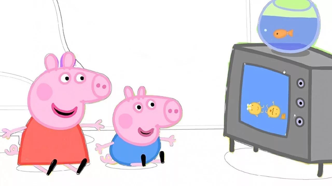 Пеппа сидит. Телевизор из свинки Пеппы. Свинья у телевизора. Телевизор Пеппа Пиг.