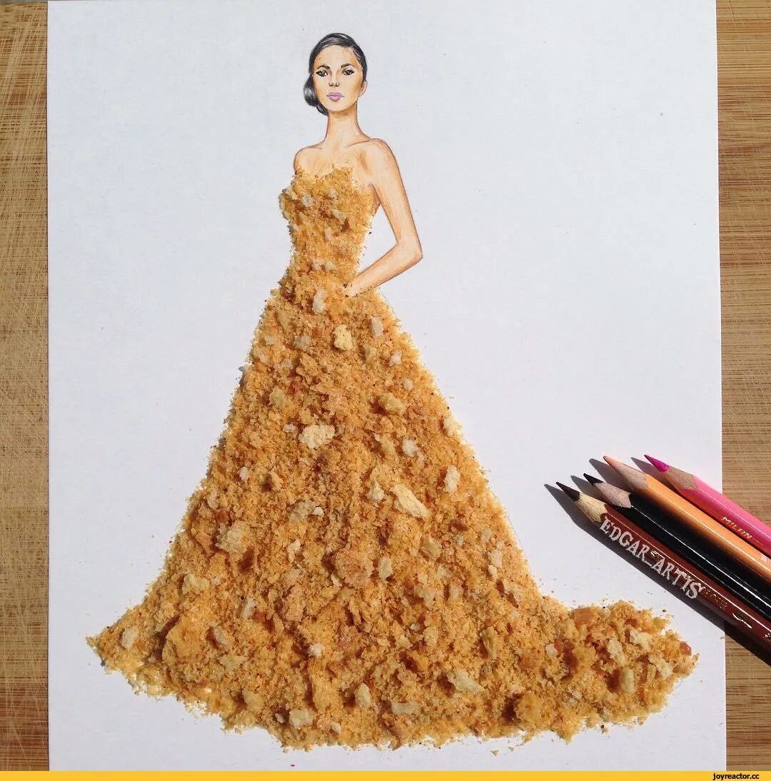 фэшн иллюстратор эдгар артис. модели из разных материалов. необычные дизайнерские платья. амила хрустич. платье из броссовых ма.