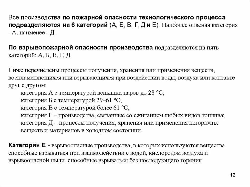 Категория опасности производства