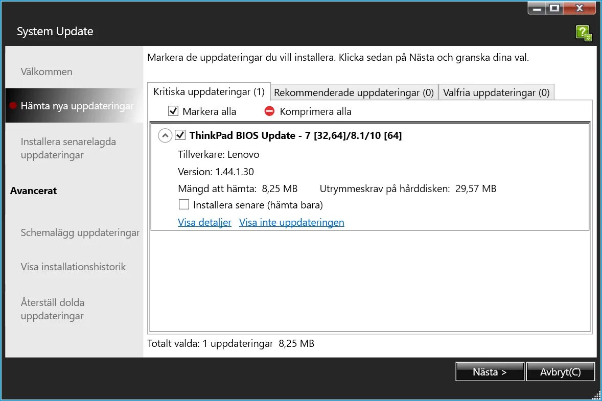 System update running