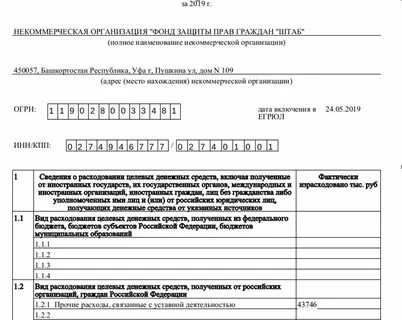 Наименование некоммерческой организации