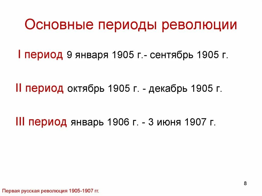 Причины и основные этапы революции. Периоды революции 1905. Периоды революции 1905-1907. Периоды первой русской революции. Периодизация первой русской революции.