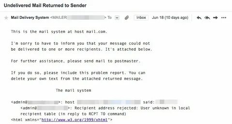 Recipient address rejected перевод