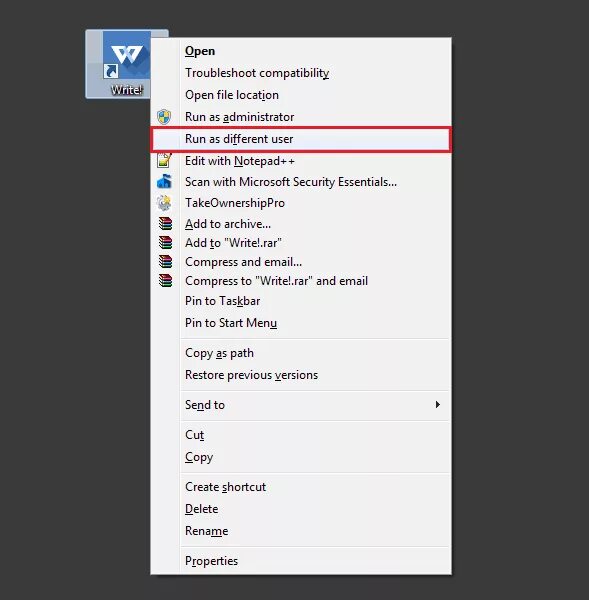 Users option run. Users option run