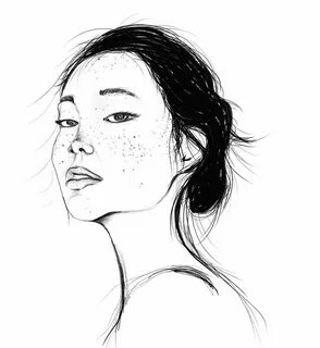 Pencil sketch drawing illustration asian fashion girl women inspiration dig...