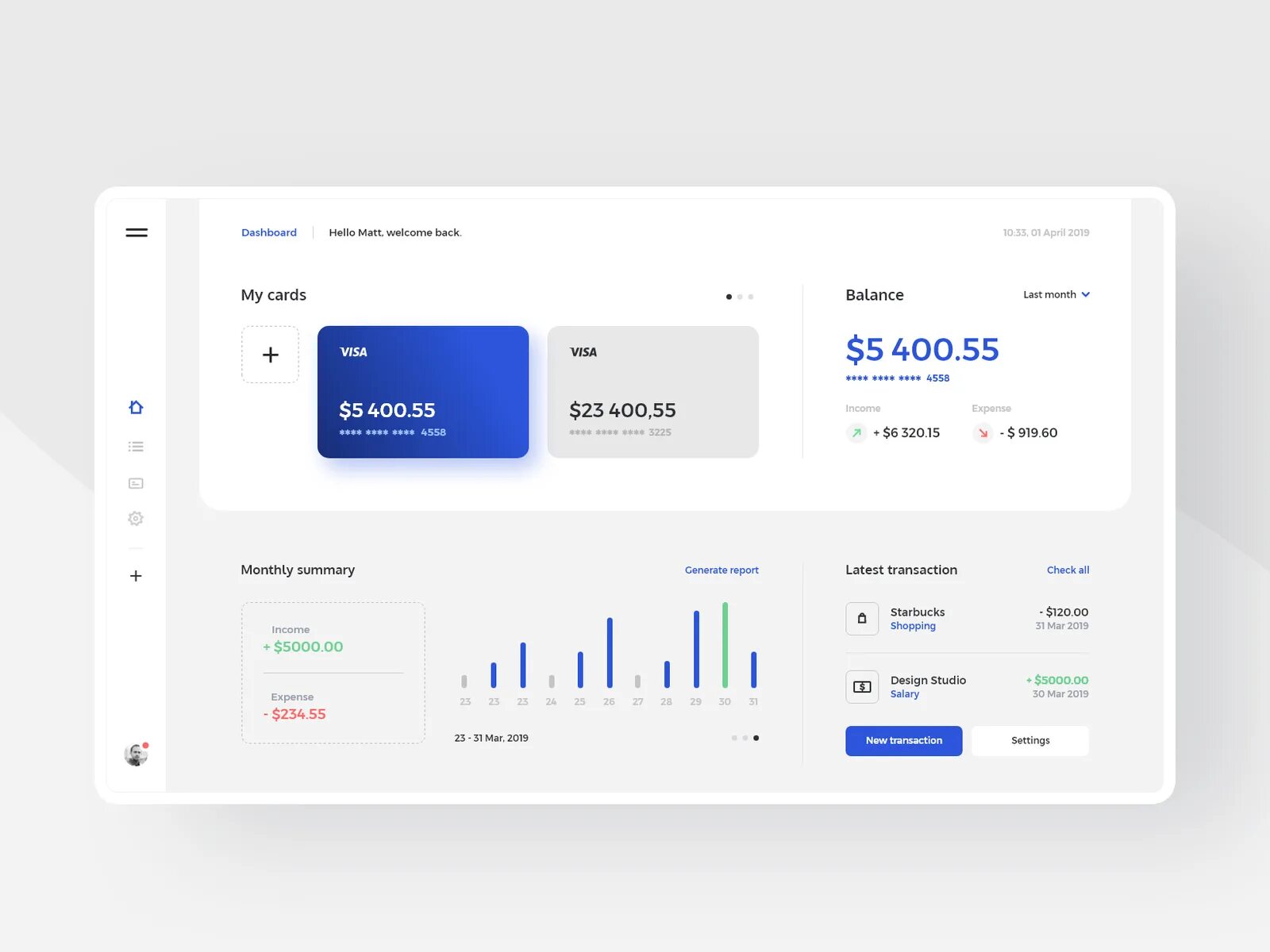 User dashboard