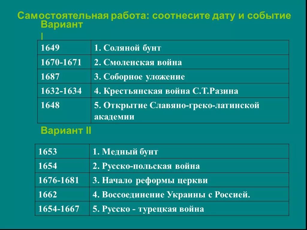 Два события 17 века