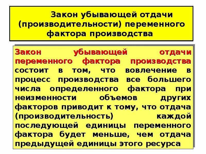 Закон убывабщейтотдачи. Закон убывания отдачи. Убывающая отдача факторов производства. Закон убывающей предельной отдачи. Закон убывающей производительности производства